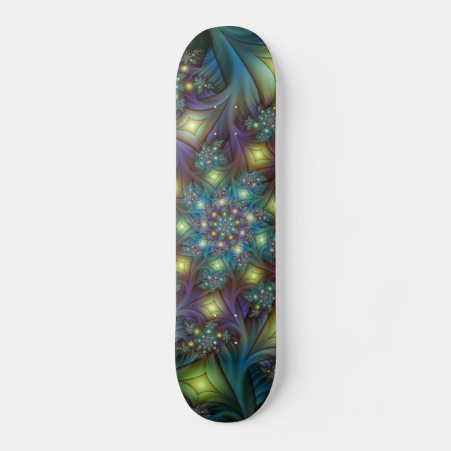 Skate Arte Fractal Roxa Roxa Abstrato brilhante iluminad (Frente)
