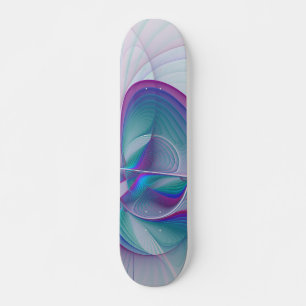 Skate Arte Fractal Turquesa Azul Cor-de-Rosa Moderna