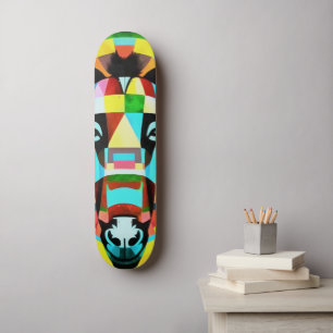 Skate Arte Geométrica Abstrata de Burro Colorido