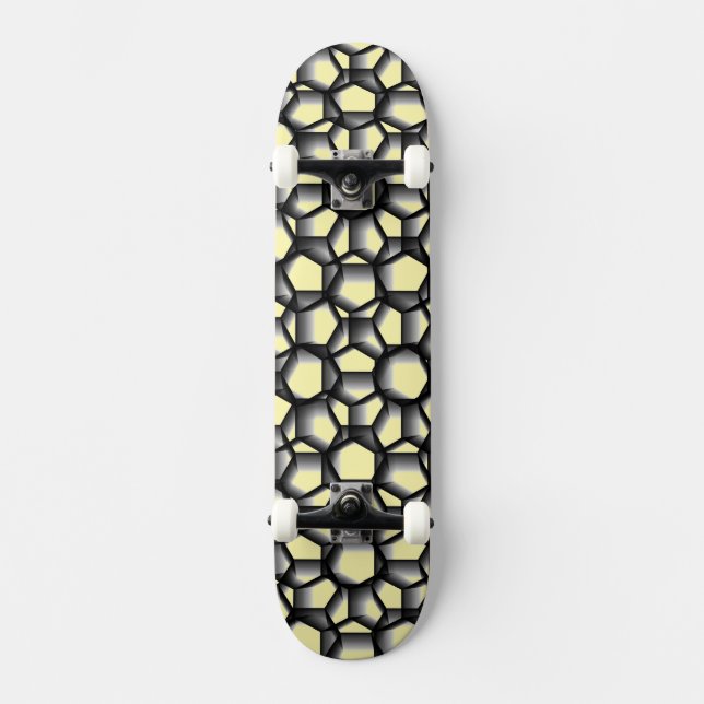 Skate Arte Geométrica Black Lacy em Amarelo (Frente)
