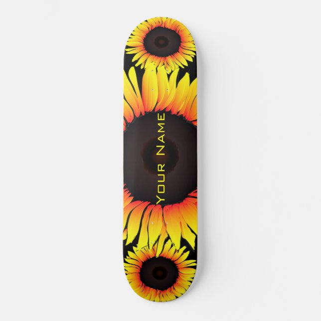 Skate Arte Girassóis - Adicionar Seu Nome / Texto / Núme (Frente)