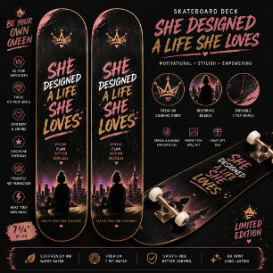 Skate Arte Gráfica de Rua Feminina Motivacional