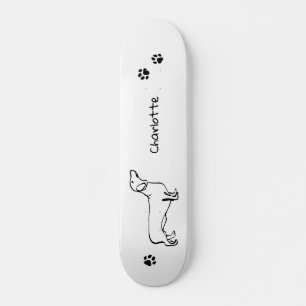 Skate Arte Minimalista Dachshund - Seu Texto, Seu Estilo