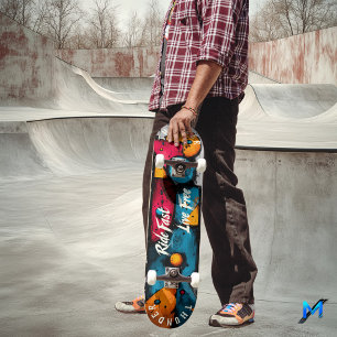 Skate Arte Pop Geométrica Ousada - Andar Rápido, Viver L