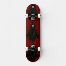 Skate Arte Urbana Sombria de Terror Gótico Vermelho Mons