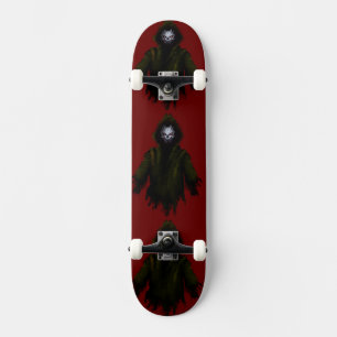 Skate Arte Urbana Sombria de Terror Gótico Vermelho Mons