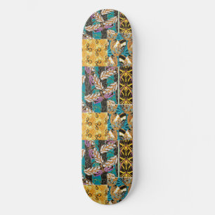 Skate Arte Vibrante Maximalista de Borboleta em Teal e R