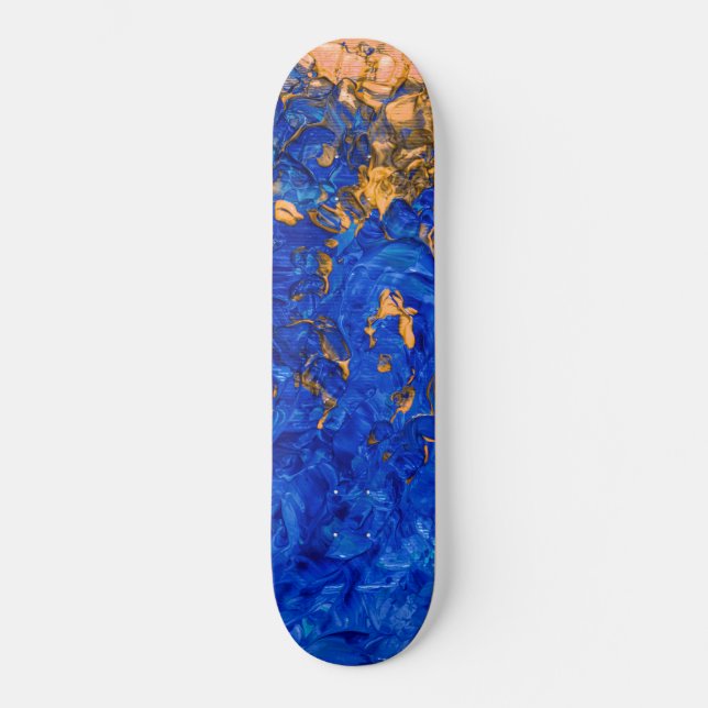 Skate Artsy Cobalt Blue Ouro Yellow Acrylic Painting (Frente)
