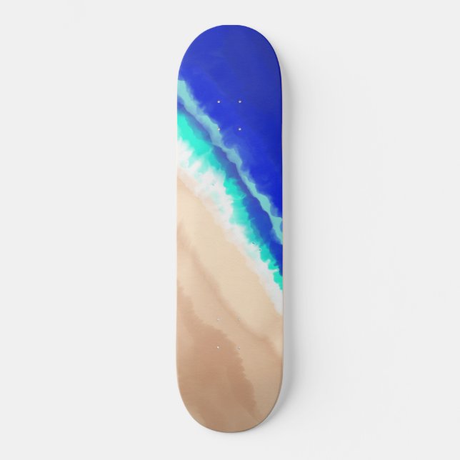 Skate Artsy Modern Blue Teal Sandy Beach Watercolor (Frente)