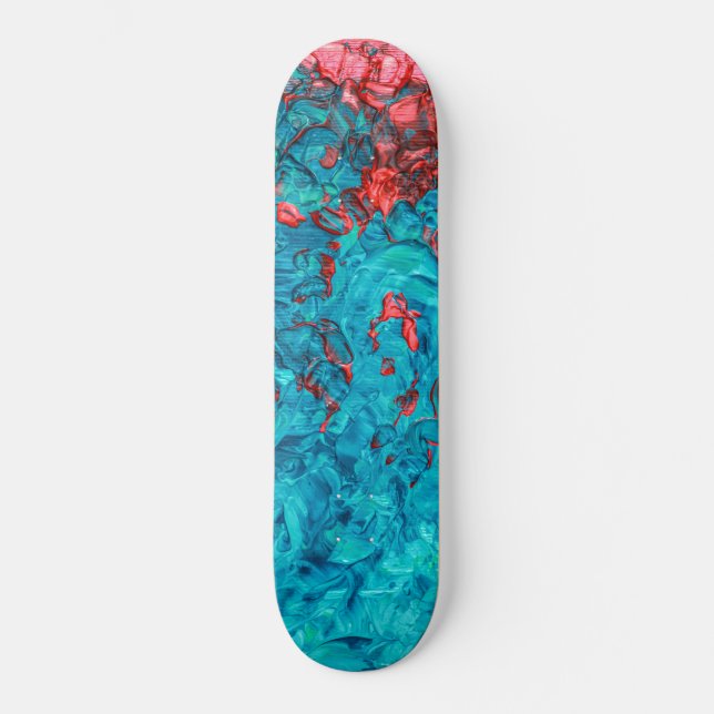 Skate Artsy Neon Orange Teal Acrylic Painting (Frente)