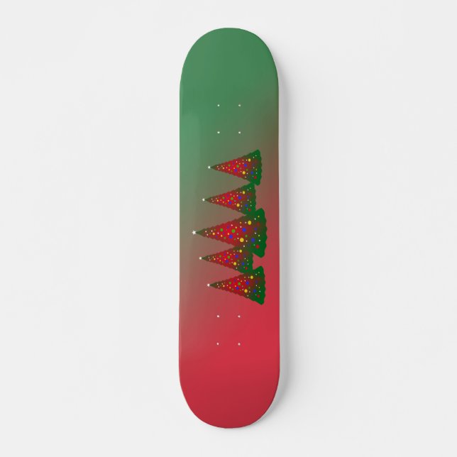 Skate Árvore de Natal Verde Vermelha (Frente)