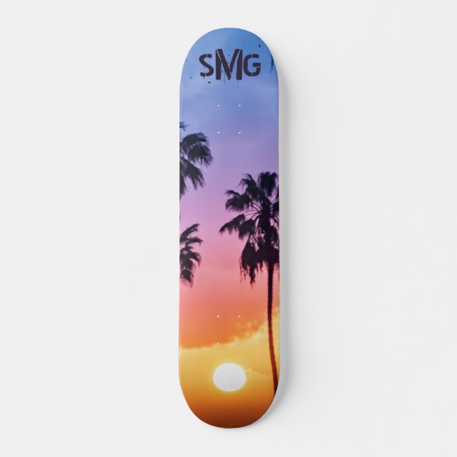 Skate Árvore Palm Sol Monograma Personalizada (Frente)