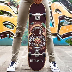 Skate Astronauta Com Donut Nome Personalizado Engraçado
