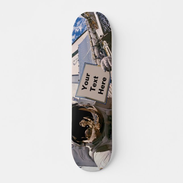 Skate Astronauta da NASA segurando placa - Adicionar tex (Frente)