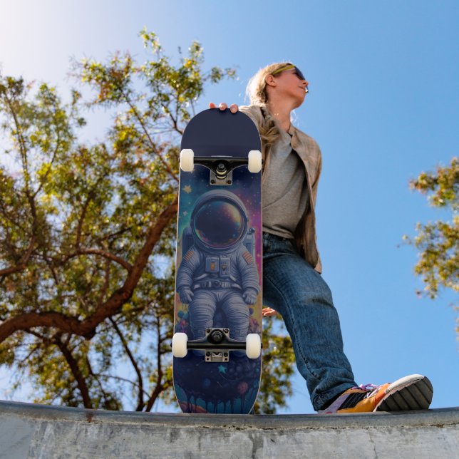Skate Astronauta em Cena Espacial Colorida (Ao ar livre 1)