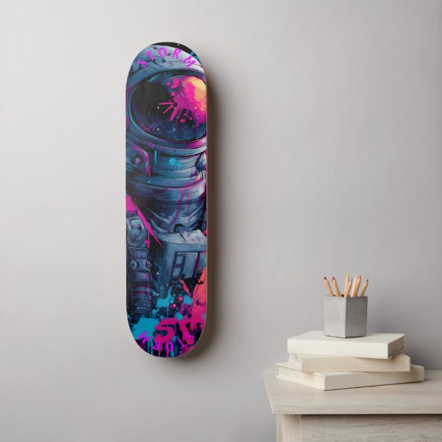 Skate Astronauta Neon Grafite Art - Edição limitada (Arte de parede)