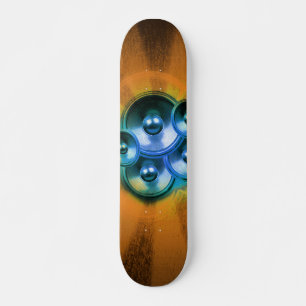 Skate Auto-falantes musicais e rajadas de sol laranja