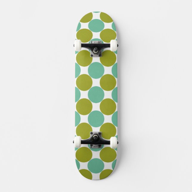 Skate Azeitona retro e pontos verdes (Frente)