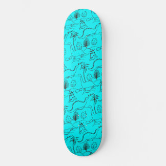 skate azul com dinossauros.
