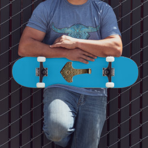 skate azul de martelo Dourado Thor