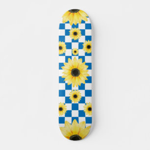Skate Azul e branco Checkup e girassol