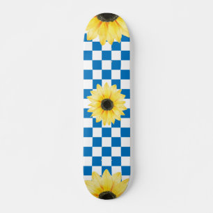 Skate Azul e branco Checkup e girassol
