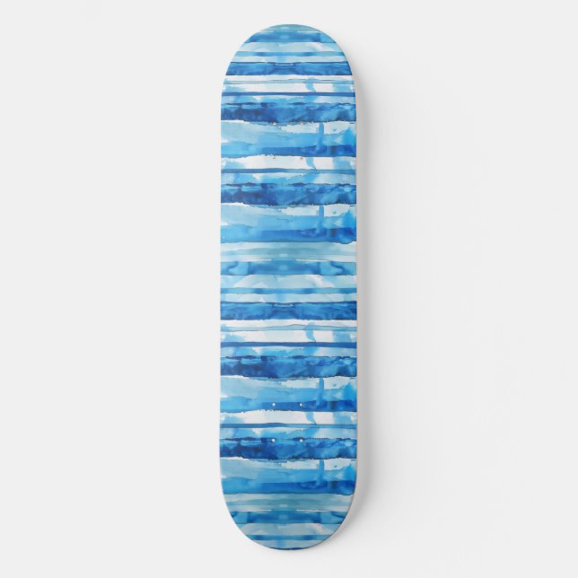 Skate Azul e branco de aquarela com risca (Frente)