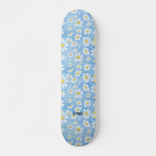 Skate Azul e nome ou texto da flor de camomila