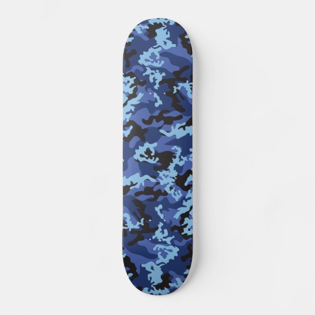 Skate azul feito sob encomenda de Camo (Frente)