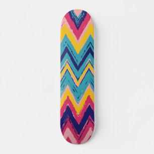 Skate Azul Rosa Amarelo e Zigue-Zague Abstrato Azul Escu