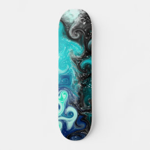 Skate Azul, Teal, Arte Fluida Negra