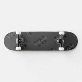 Skate Azulejado Cinza Escuro Monogramado Moderno Nome/ou