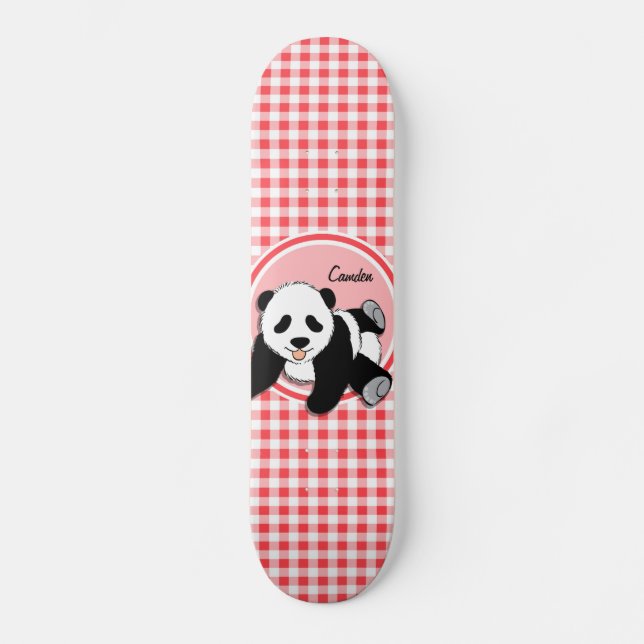 Skate Baby Panda; Red and White Gingham (Frente)