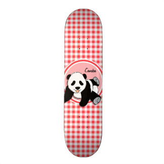 Skate Baby Panda; Red and White Gingham