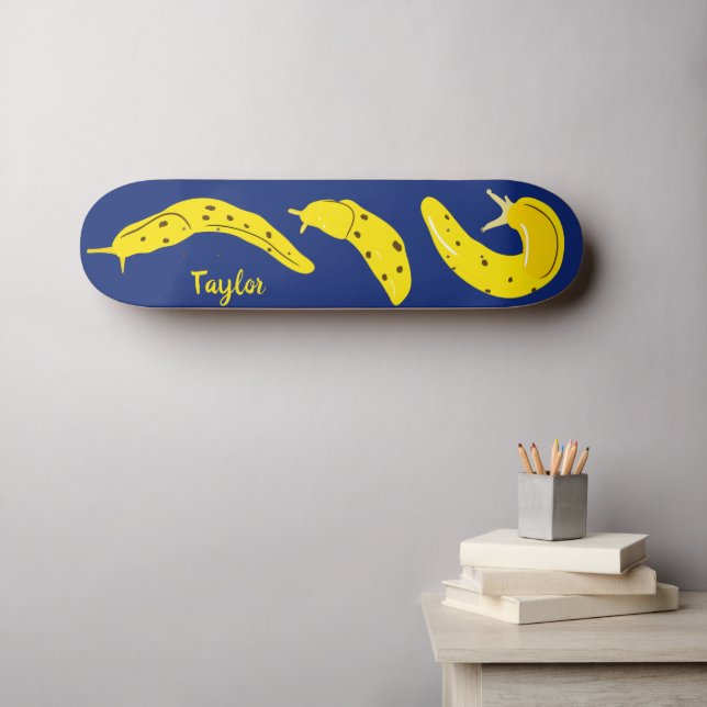 Skate Banana Slugs Amarelo e Real Azul Personalizado (Arte de parede (Horz))