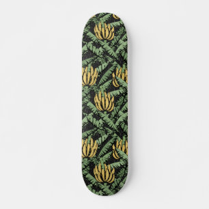 Skate Bananas Amarelas Tropicais e Folhas de Preto