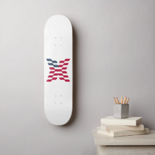 Skate Bandeira Americana Abstrata Letra X