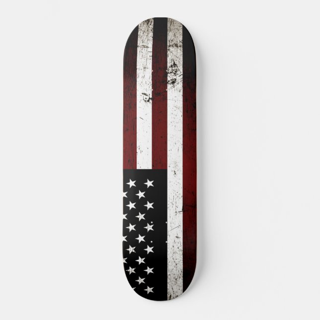 Skate Bandeira americana do Grunge preto (Frente)