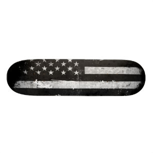 Skate Bandeira americana do Grunge preto e branco