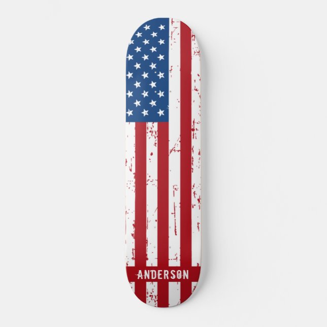 Skate Bandeira Americana Estrelas Personalizadas Strips  (Frente)