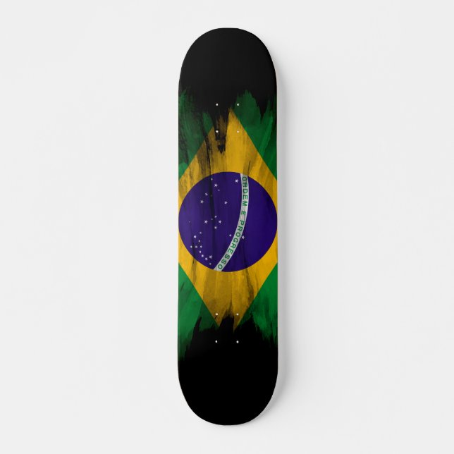 Skate Bandeira brasileira pincelada, bandeira nacional (Frente)