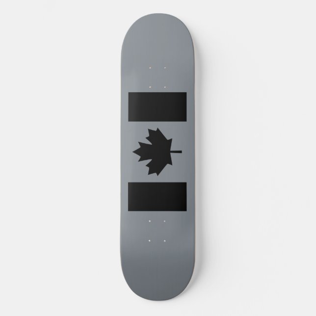 Skate Bandeira canadense no Decor Negro (Frente)