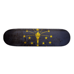 Skate Bandeira do Estado de Indiana em Grão de Madeira A