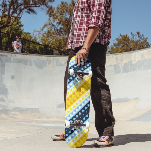 Skate Bandeira do Orgulho Boho Groovy Geométrico Abstrat (Ao ar livre 2)