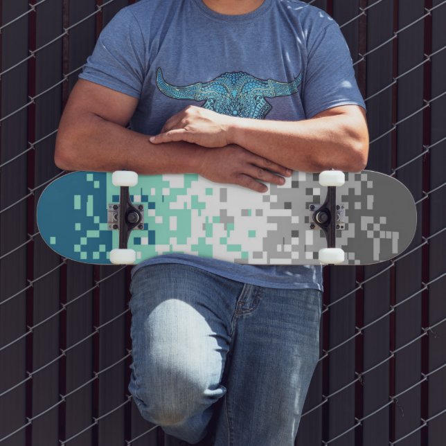 Skate Bandeira do Orgulho Frayromântico Abstrato Pixelad (Ao ar livre 3)