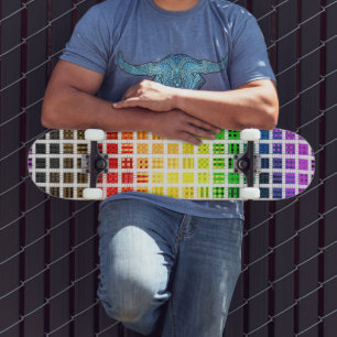 Skate Bandeira do Orgulho Gay Colorida Xadrez Boho Excên