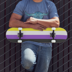 Skate Bandeira do Orgulho Não Binário SlipperyJoe's amar