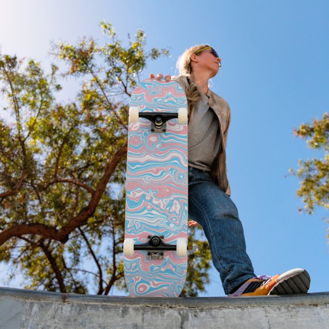 Skate Bandeira do Orgulho Trans Trippy Boho Groovy Listr (Ao ar livre 1)