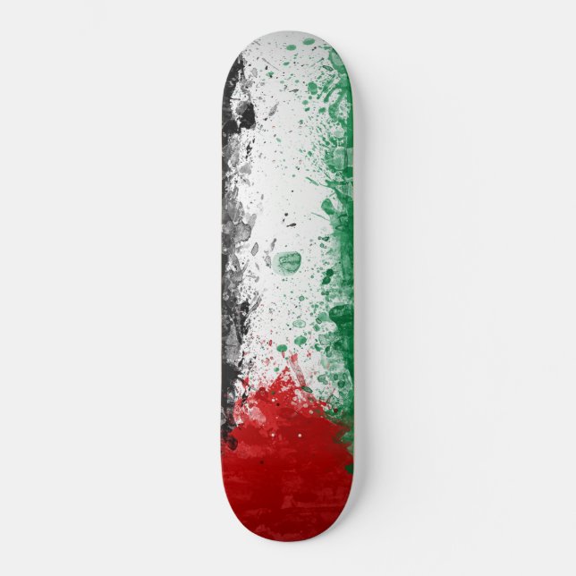 Skate Bandeira do Paint Art Grunge Palestine (Frente)