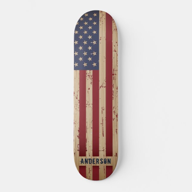 Skate Bandeira Patriótica Americana da Madeira Russa Per (Frente)